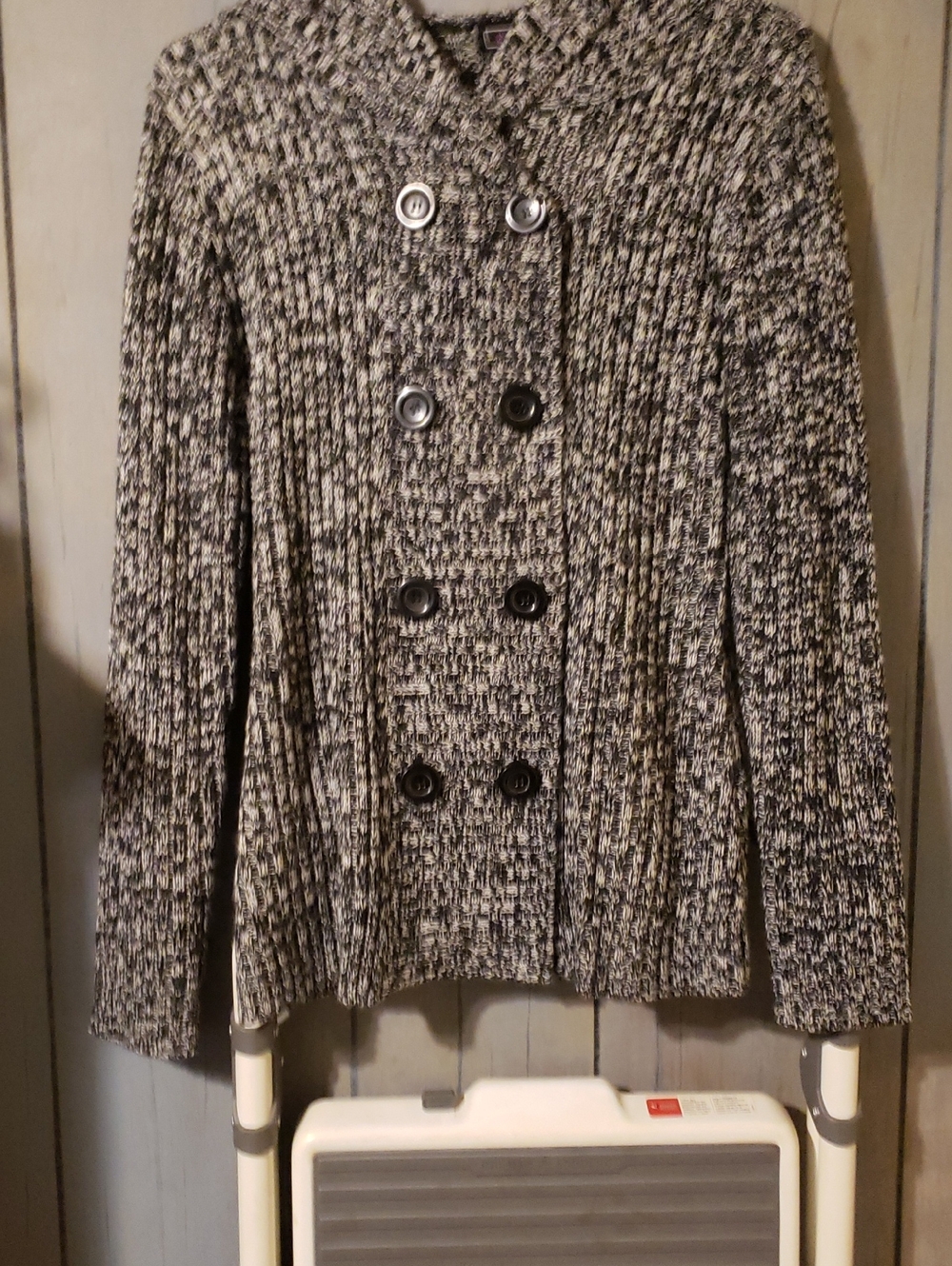 Effeci Woman's Heather Gray Hooded Cardigan Sweater NWOT